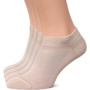 🆕Unisex Black White Beige Cotton Ankle Socks 4 Pack Low Cut Breathable Running